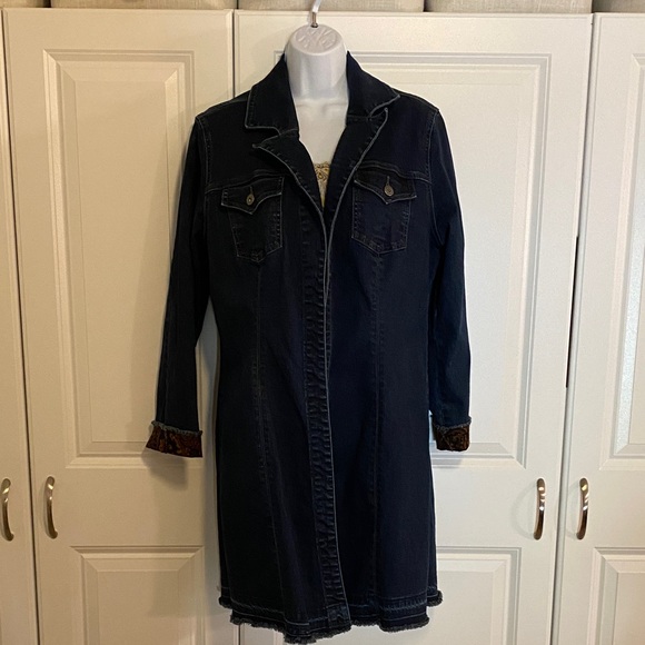 Ethyl Jackets & Blazers - Elegant Dark Denim Trench Coat